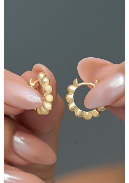 925 Ayar Gümüş Gold Kaplama Toplu 15 mm Halka Küpe