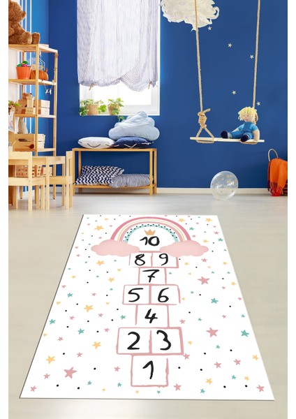 Kaymaz Taban Yıkanabilir Yıldızlı Sek Sek Desen Çocuk Odası Oyun Halısı, Çocuk-12-Beyaz, fiyatları