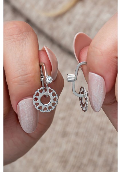 925 Ayar Gümüş Rodyum Kaplama Tektaş Göçmen Küpe