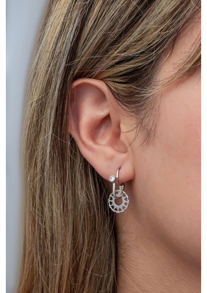 925 Ayar Gümüş Rodyum Kaplama Tektaş Göçmen Küpe modelleri