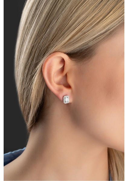 925 Ayar Gümüş Rodyum Kaplama Baget Taşlı Tektaş Küpe fiyatları