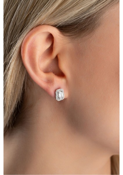 925 Ayar Gümüş Rodyum Kaplama Baget Taşlı Tektaş Küpe modelleri