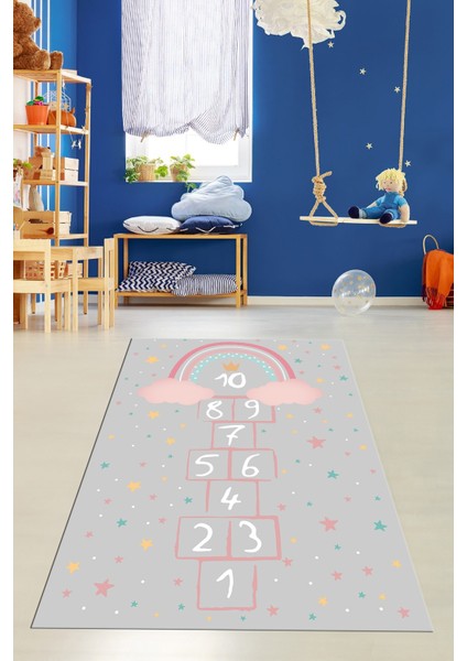 Kaymaz Taban Yıkanabilir Yıldızlı Sek Sek Desen Çocuk Odası Oyun Halısı, Çocuk-12-Gri, fiyatları