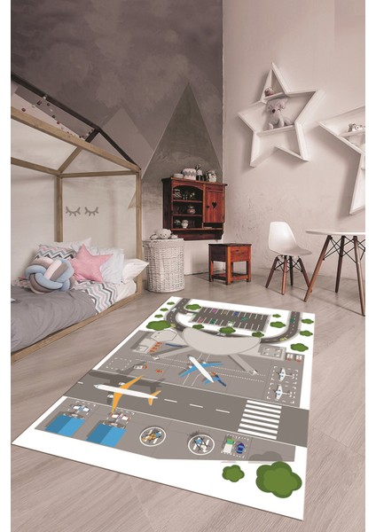 Havalimanı Uçak Temalı Eğitici Eğkendirici Çocuk Odası Oyun Halısı, Çocuk-50-Beyaz, indirimleri