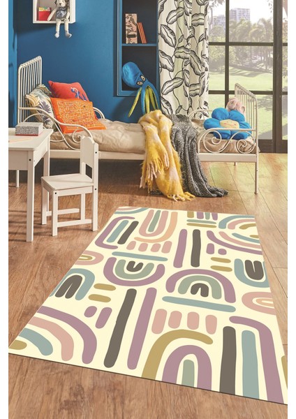 Dijital Baskılı Kaymaz Taban Yıkanabilir Renkli Çocuk Odası Halısı, Çocuk-26-Krem, fiyatları