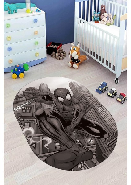 Dijital Kaymaz Yıkanabilir Çizgifilm Temalı Erkek Oval Çocuk Odası Halısı, O-Çocuk-40-Vizon, fırsatları