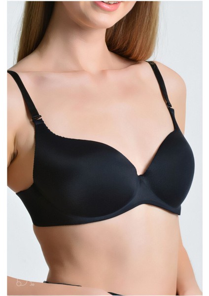 6701 Lazer Kesim Dikişsiz Destekli Siyah Sütyen