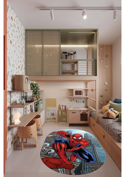 Dijital Kaymaz Yıkanabilir Çizgifilm Temalı Erkek Oval Çocuk Odası Halısı, O-Çocuk-40-Renkli,