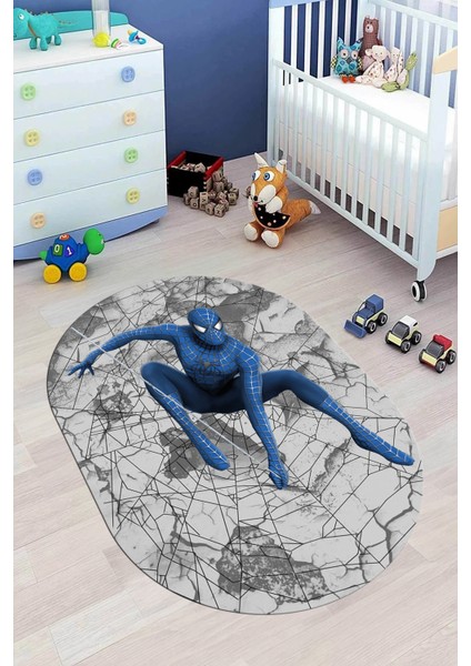 Dijital Kaymaz Yıkanabilir Çizgifilm Temalı Erkek Oval Çocuk Odası Halısı, O-Çocuk-41-Mavi, fırsatları
