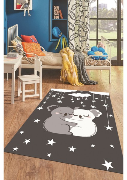 Dijital Baskılı Kaymaz Yıkanabilir Kuala Desenli Çocuk Odası Halısı, Çocuk-22-Antrasit, fiyatları