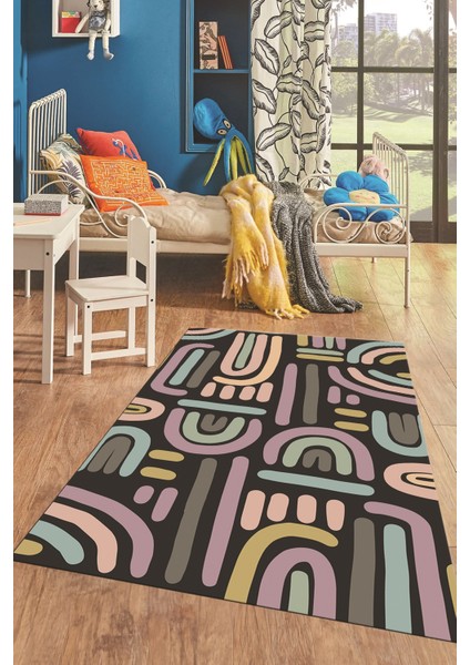 Dijital Baskılı Kaymaz Taban Yıkanabilir Renkli Çocuk Odası Halısı, Çocuk-26-Antrasit, fiyatları