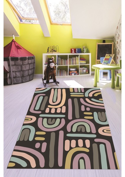 Dijital Baskılı Kaymaz Taban Yıkanabilir Renkli Çocuk Odası Halısı, Çocuk-26-Antrasit, modelleri