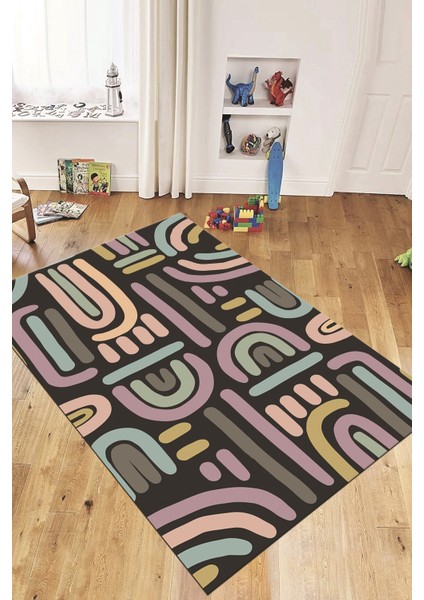 Dijital Baskılı Kaymaz Taban Yıkanabilir Renkli Çocuk Odası Halısı, Çocuk-26-Antrasit, indirimleri