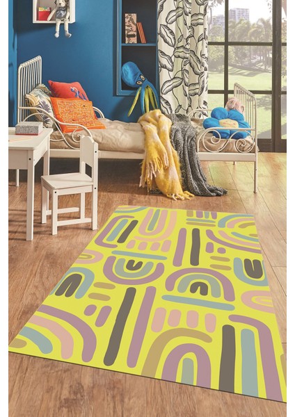 Dijital Baskılı Kaymaz Taban Yıkanabilir Renkli Çocuk Odası Halısı, Çocuk-26-Sarı, fiyatları