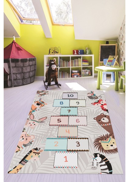 Dijital Baskılı Kaymaz Yıkanabilir Sek Sek Desen Eğlendirici Çocuk Odası Halısı, Çocuk-28-Gri, fiyatları