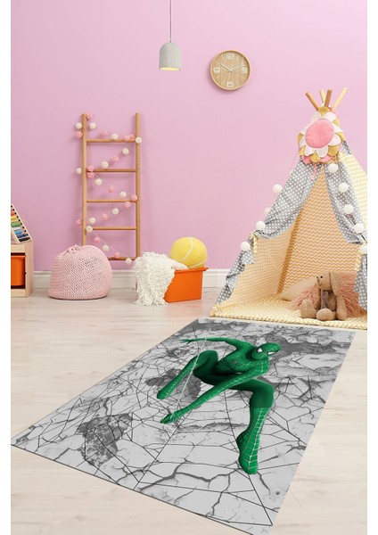 Dijital Baskılı Kaymaz Yıkanabilir Çizgifilm Temalı Erkek Çocuk Odası Halısı, Çocuk-41-Yeşil, fırsatları