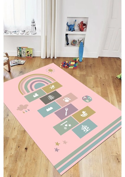 Dijital Baskılı Kaymaz Yıkanabilir Sek Sek Eğitici Çocuk Odası Oyun Halısı, Çocuk-31-Pembe, fırsatları