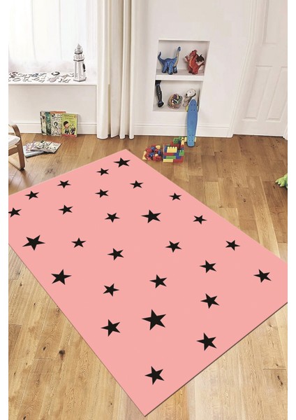Dijital Baskılı Kaymaz Yıkanabilir Yıldız Desen Çocuk Odası Oyun Halısı, Çocuk-32-Pembe, fırsatları