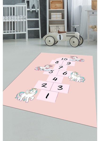 Unicornlu Sek Sek Desen Yıkanabilir Eğlenceli Çocuk Odası Oyun Halısı, Çocuk-37-Pembe, fırsatları