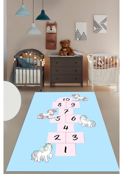 Unicornlu Sek Sek Desen Yıkanabilir Eğlenceli Çocuk Odası Oyun Halısı, Çocuk-37-Mavi, fiyatları