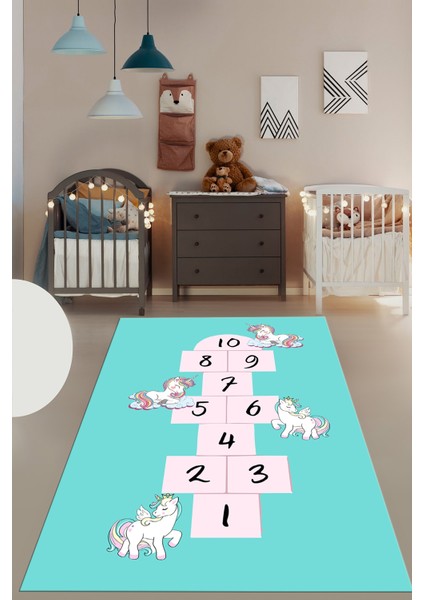 Unicornlu Sek Sek Desen Yıkanabilir Eğlenceli Çocuk Odası Oyun Halısı, Çocuk-37-Turkuaz, fiyatları