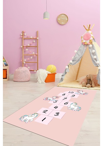 Unicornlu Sek Sek Desen Yıkanabilir Eğlenceli Çocuk Odası Oyun Halısı, Çocuk-37-Pembe, indirimleri