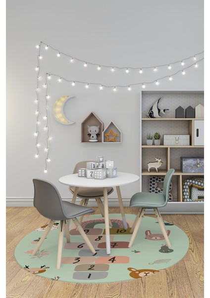 Dijital Kaymaz Yıkanabilir Sek Sek Desen Eğlendirici Yuvarlak Çocuk Halısı, Y-Çocuk-29-Yeşil, fırsatları