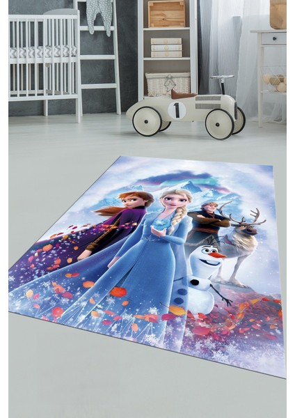Dijital Baskılı Kaymaz Yıkanabilir Çizgifilm Temalı Kız Çocuk Odası Halısı, Çocuk-42-Renkli, modelleri
