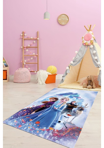 Dijital Baskılı Kaymaz Yıkanabilir Çizgifilm Temalı Kız Çocuk Odası Halısı, Çocuk-42-Renkli, fırsatları
