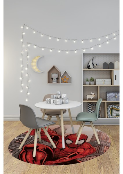 Dijital Kaymaz Yıkanabilir Çizgifilm Temalı Erkek Yuvarlak Çocuk Odası Halısı, Y-Çocuk-40-Kırmızı, modelleri