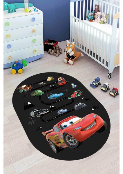Dijital Kaymaz Yıkanabilir Renkli Arabalar Eğitici Oval Çocuk Odası Halısı, O-Çocuk-03-Antrasit, fiyatları