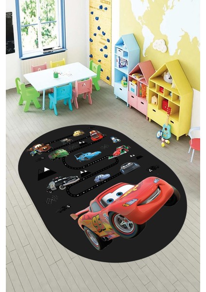 Dijital Kaymaz Yıkanabilir Renkli Arabalar Eğitici Oval Çocuk Odası Halısı, O-Çocuk-03-Antrasit, fırsatları