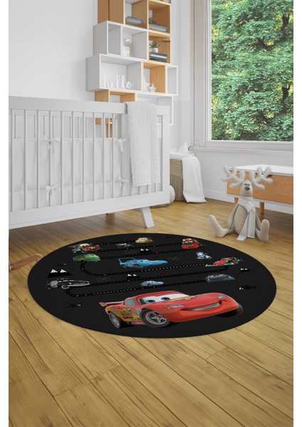 Dijital Kaymaz Yıkanabilir Renkli Arabalar Eğitici Yuvarlak Çocuk Odası Halısı, Y-Çocuk-03-Antrasit, indirimleri