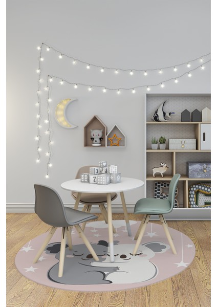 Dijital Baskılı Kaymaz Yıkanabilir Kuala Desenli Yuvarlak Çocuk Odası Halısı, Y-Çocuk-22-Pembe, indirimleri