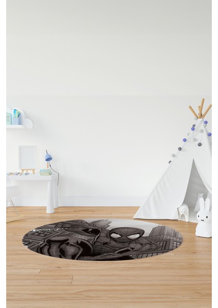 Dijital Kaymaz Yıkanabilir Çizgifilm Temalı Erkek Yuvarlak Çocuk Odası Halısı, Y-Çocuk-40-Vizon, indirimleri