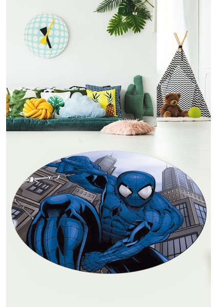 Dijital Kaymaz Yıkanabilir Çizgifilm Temalı Erkek Yuvarlak Çocuk Odası Halısı, Y-Çocuk-40-Mavi, fiyatları