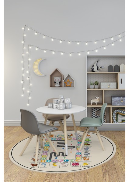 Ingilizce Harf Ve Hayvan Temalı Eğitici Yuvarlak Çocuk Odası Oyun Halısı, Y-Çocuk-44-Krem, fiyatları