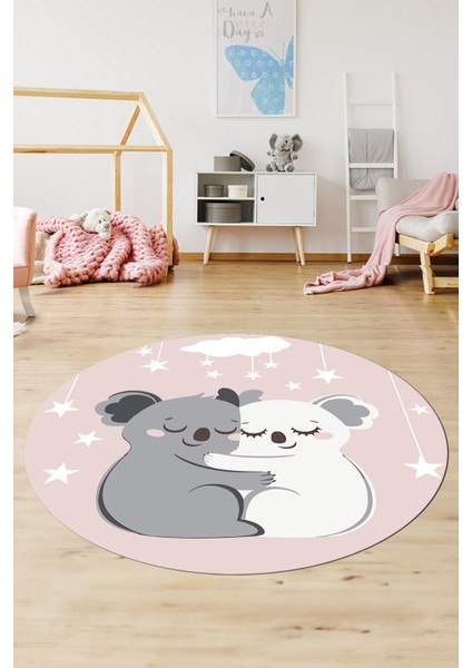 Dijital Baskılı Kaymaz Yıkanabilir Kuala Desenli Yuvarlak Çocuk Odası Halısı, Y-Çocuk-22-Pembe, fiyatları