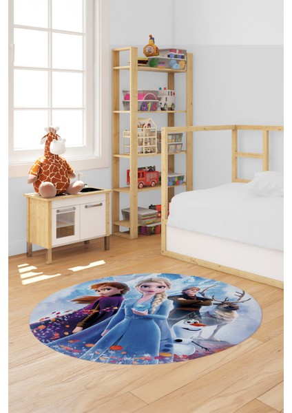 Dijital Kaymaz Yıkanabilir Çizgifilm Temalı Kız Yuvarlak Çocuk Odası Halısı, Y-Çocuk-42-Renkli, indirimleri