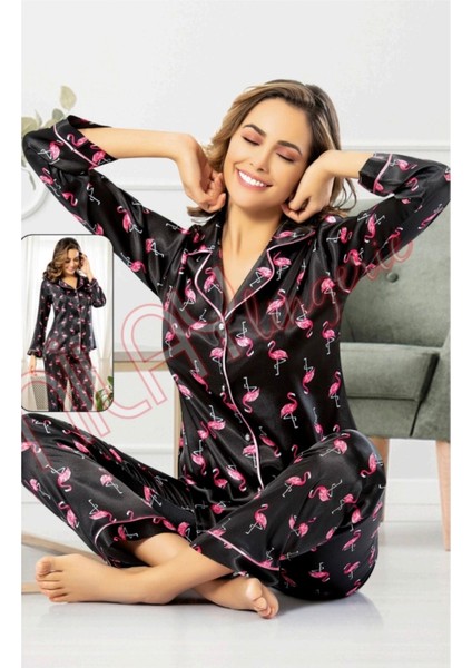 Saten Onden Dugmeli Pijama Takimi 5023