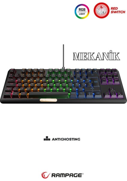 Claw Red Switch Rainbow Tkl Mekanik Gaming Oyuncu Klavye ( Anti-Ghosting )