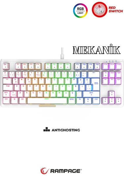 Claw Red Switch Rainbow Tkl Mekanik Gaming Oyuncu Klavye ( Anti-Ghosting )