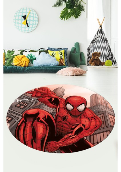 Dijital Kaymaz Yıkanabilir Çizgifilm Temalı Erkek Yuvarlak Çocuk Odası Halısı, Y-Çocuk-40-Kırmızı, fiyatları