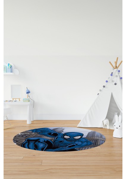 Dijital Kaymaz Yıkanabilir Çizgifilm Temalı Erkek Yuvarlak Çocuk Odası Halısı, Y-Çocuk-40-Mavi, indirimleri