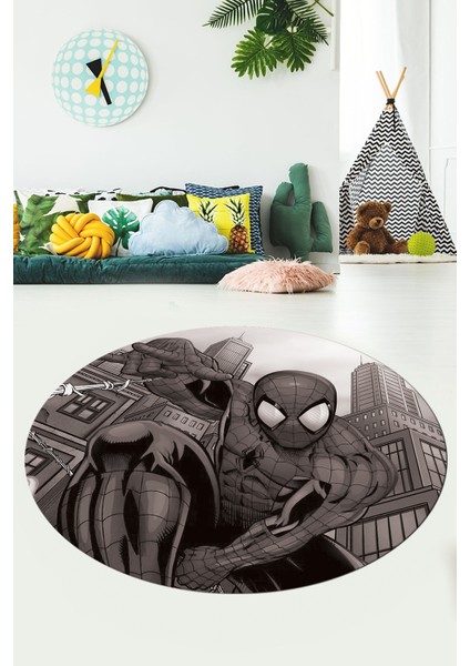 Dijital Kaymaz Yıkanabilir Çizgifilm Temalı Erkek Yuvarlak Çocuk Odası Halısı, Y-Çocuk-40-Vizon, fiyatları