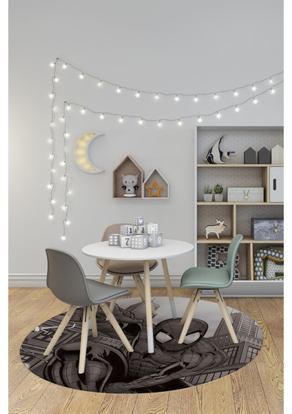 Dijital Kaymaz Yıkanabilir Çizgifilm Temalı Erkek Yuvarlak Çocuk Odası Halısı, Y-Çocuk-40-Vizon, modelleri