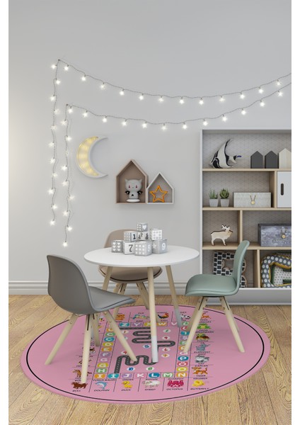Ingilizce Harf Ve Hayvan Temalı Eğitici Yuvarlak Çocuk Odası Oyun Halısı, Y-Çocuk-44-Pembe, fiyatları
