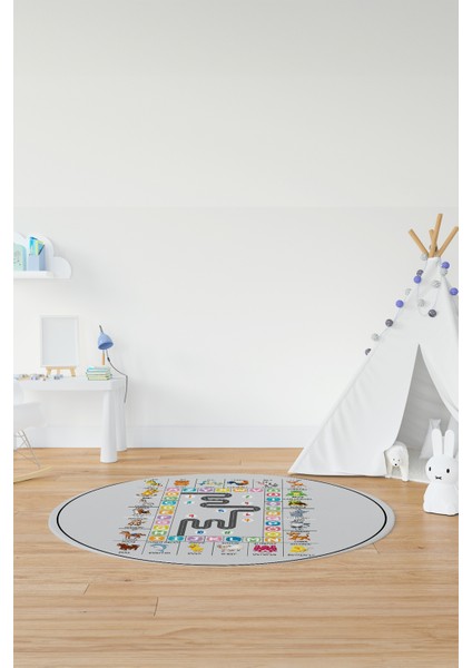 Ingilizce Harf Ve Hayvan Temalı Eğitici Yuvarlak Çocuk Odası Oyun Halısı, Y-Çocuk-44-Renlki, fırsatları