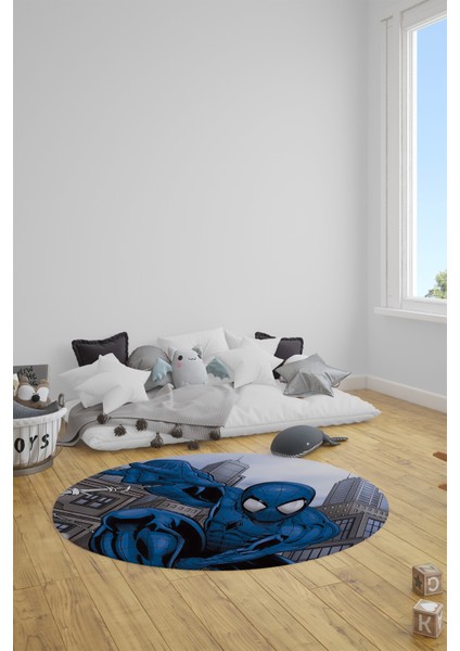 Dijital Kaymaz Yıkanabilir Çizgifilm Temalı Erkek Yuvarlak Çocuk Odası Halısı, Y-Çocuk-40-Mavi, fırsatları