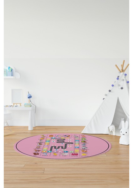 Ingilizce Harf Ve Hayvan Temalı Eğitici Yuvarlak Çocuk Odası Oyun Halısı, Y-Çocuk-44-Pembe, fırsatları